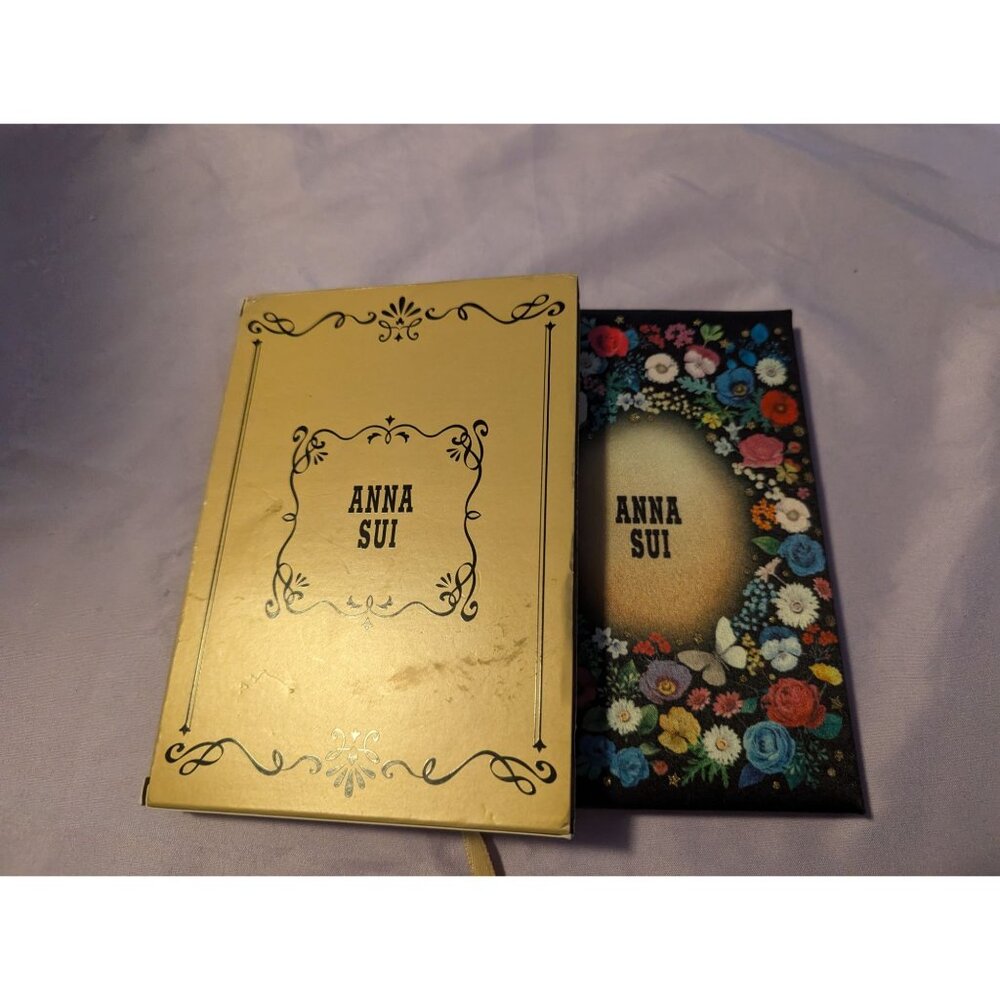 Anna Sui Limited Edition Story Book Compact Mirror W/ Floral Design & Gold Cover